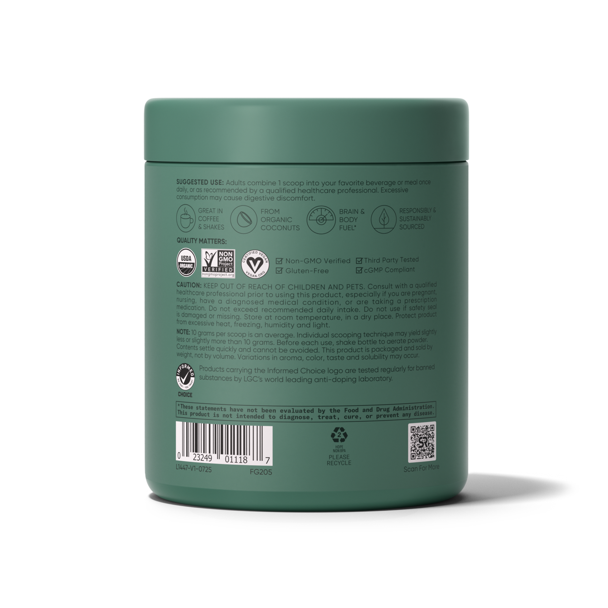 MCT Oil Powder Organic Unflavored (30 servings) - 10.6oz - Image 2