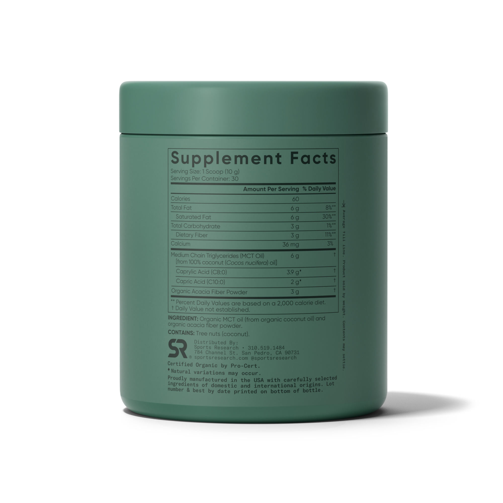 MCT Oil Powder Organic Unflavored (30 servings) - 10.6oz - Image 3