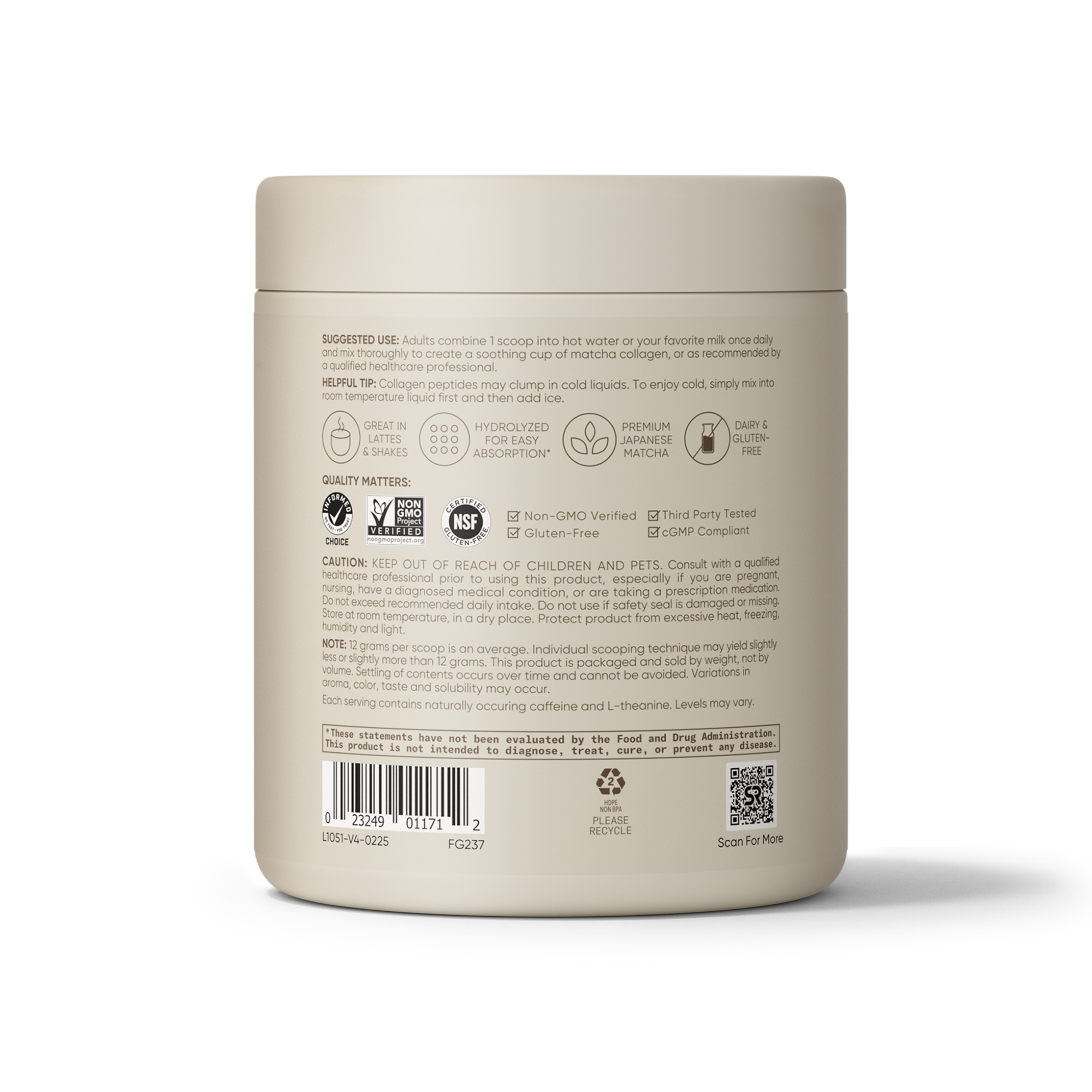 Collagen Peptides Matcha Green Tea (24 Servings) - 10.16oz - Image 2